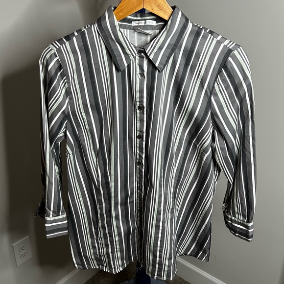 Van Heusen Studio Striped Stretch Button Down Shirt | Size Large - Picture 1 of 7